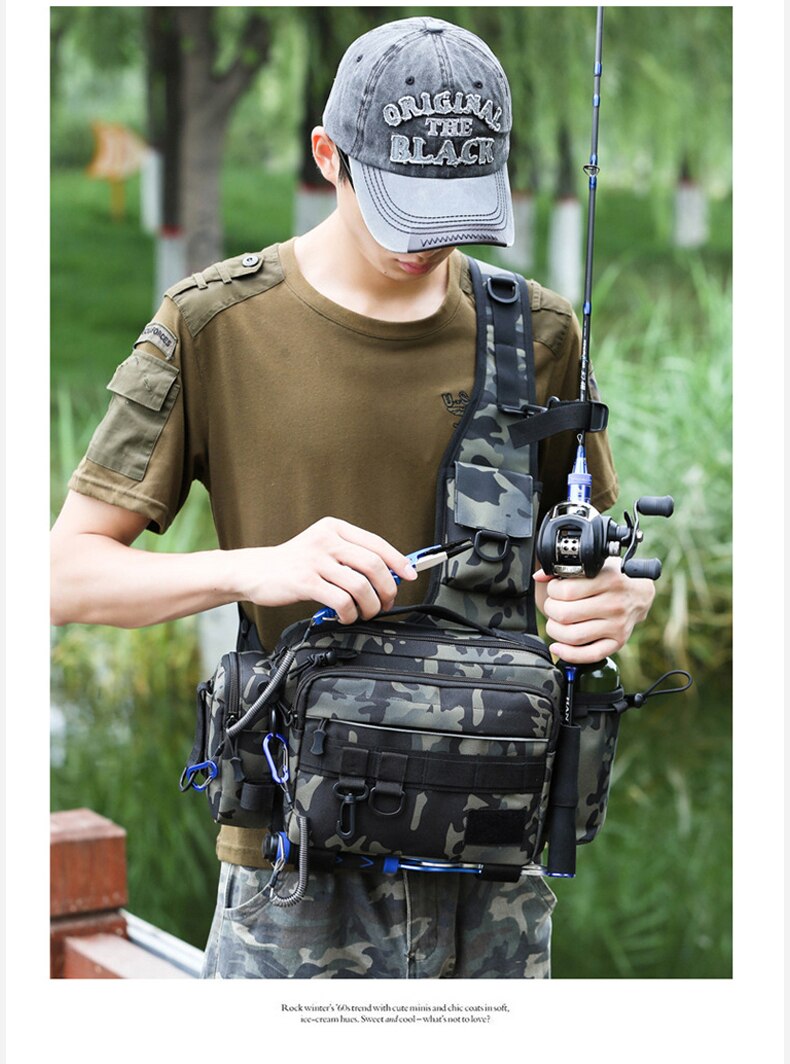 Multifunctional Fishing Tackle Bags Single Shoulder Crossbody Bag Waist Pack Fish Lures Gear Utility Storage Fishing Bag  X232G