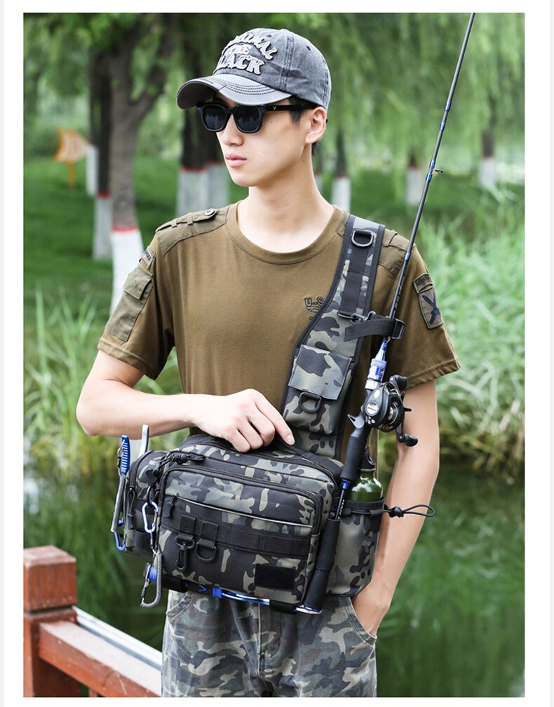Multifunctional Fishing Tackle Bags Single Shoulder Crossbody Bag Waist Pack Fish Lures Gear Utility Storage Fishing Bag  X232G