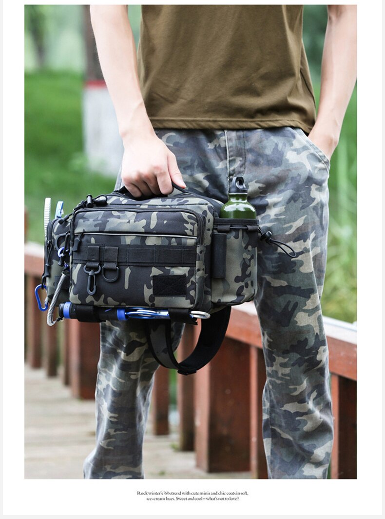Multifunctional Fishing Tackle Bags Single Shoulder Crossbody Bag Waist Pack Fish Lures Gear Utility Storage Fishing Bag  X232G