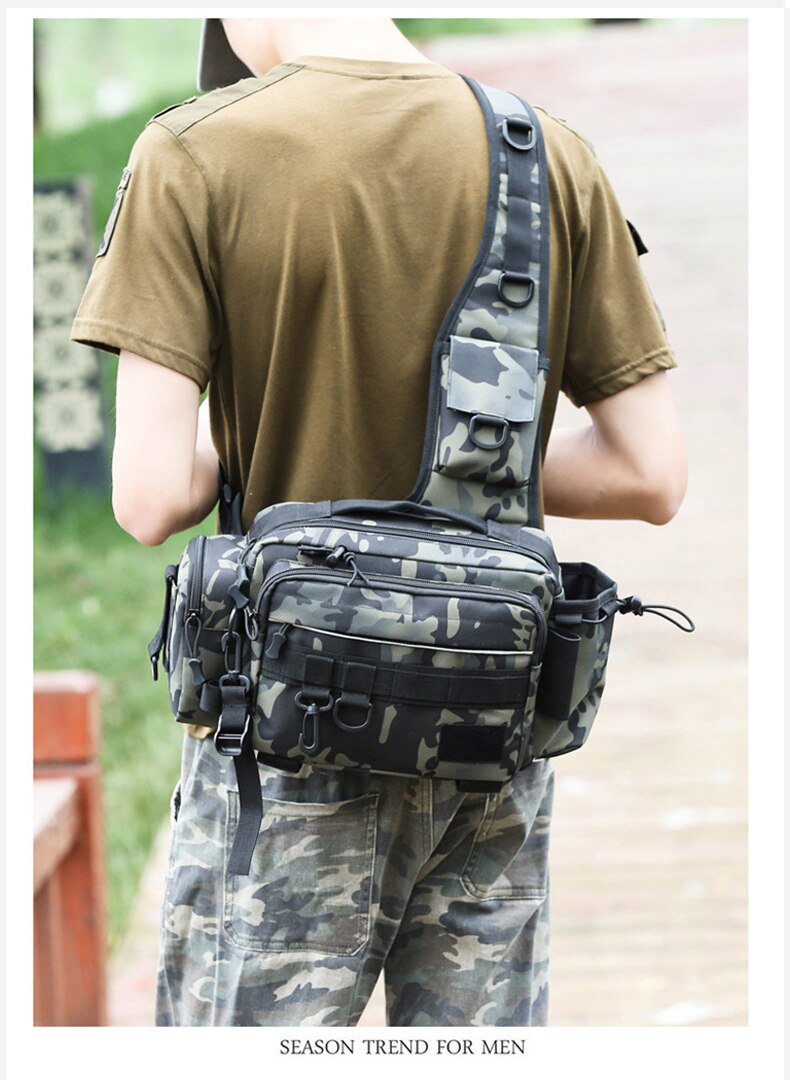 Multifunctional Fishing Tackle Bags Single Shoulder Crossbody Bag Waist Pack Fish Lures Gear Utility Storage Fishing Bag  X232G