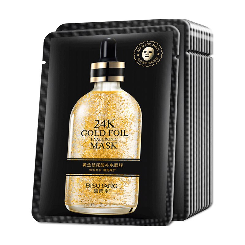 10 Pieces 24k Gold Hyaluronic Acid Moisturizing Film Moisturizing Tightening Brightening Anti-wrinkle and Skin Care Face Mask 10 Pieces 24k Gold Hyaluronic Acid Moisturizing Film Moisturizing Tightening Brightening Anti-wrinkle and Skin Care Face Mask