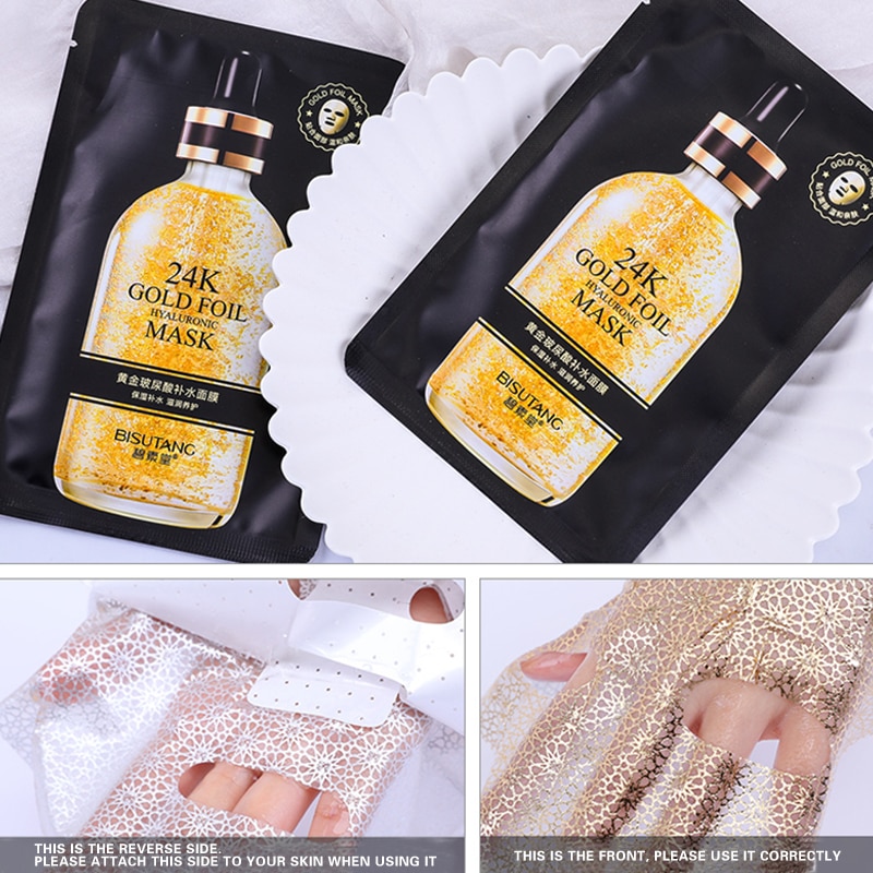 10 Pieces 24k Gold Hyaluronic Acid Moisturizing Film Moisturizing Tightening Brightening Anti-wrinkle and Skin Care Face Mask 10 Pieces 24k Gold Hyaluronic Acid Moisturizing Film Moisturizing Tightening Brightening Anti-wrinkle and Skin Care Face Mask