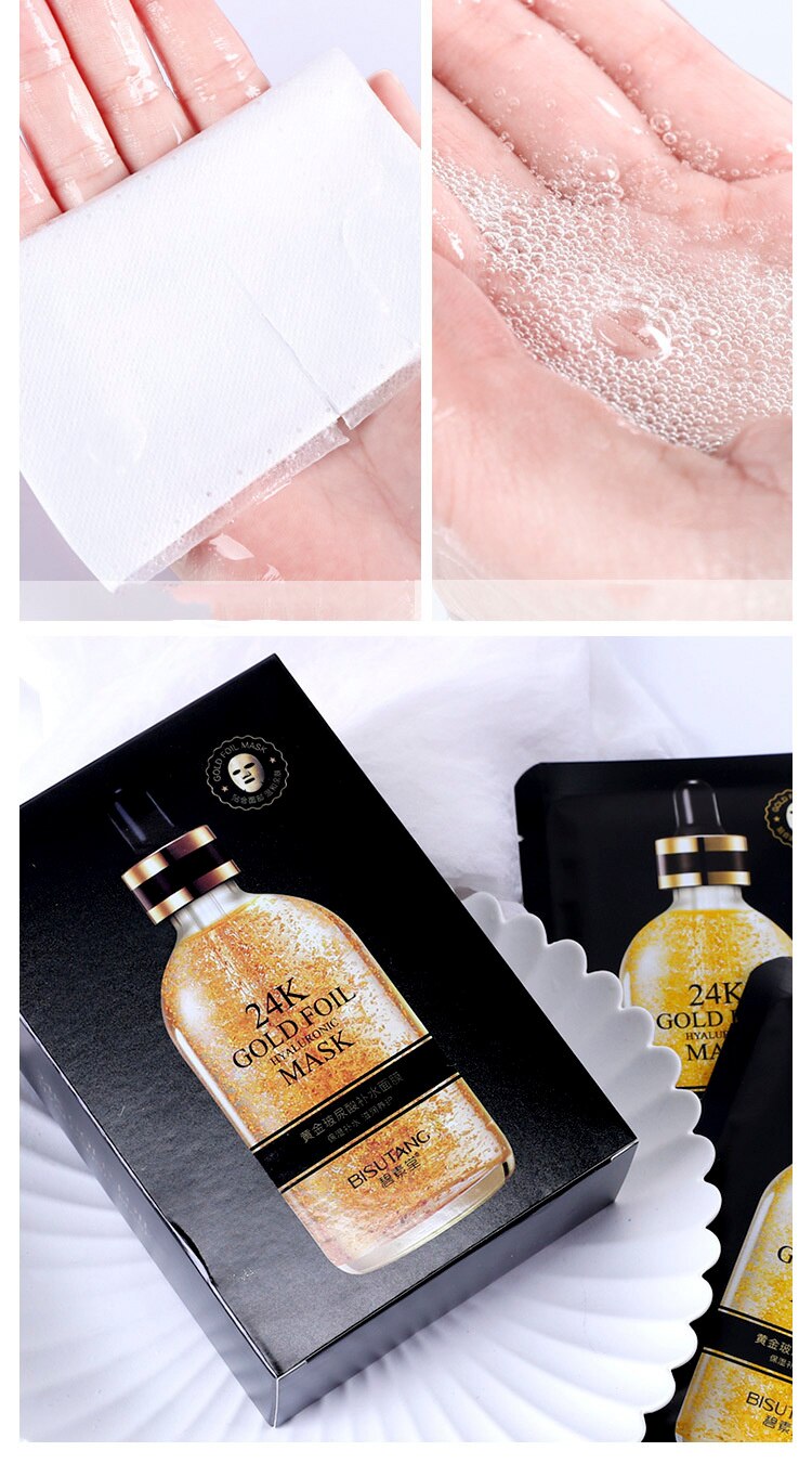 10 Pieces 24k Gold Hyaluronic Acid Moisturizing Film Moisturizing Tightening Brightening Anti-wrinkle and Skin Care Face Mask 10 Pieces 24k Gold Hyaluronic Acid Moisturizing Film Moisturizing Tightening Brightening Anti-wrinkle and Skin Care Face Mask