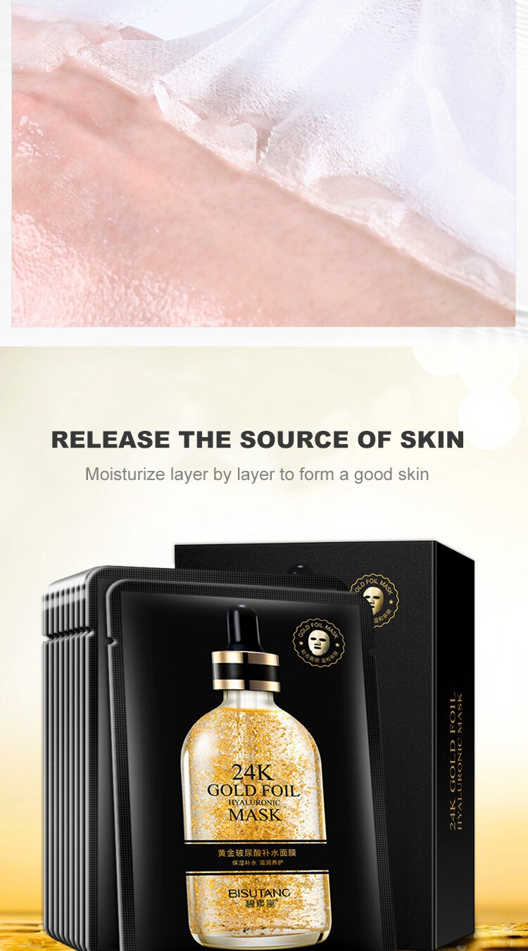 10 Pieces 24k Gold Hyaluronic Acid Moisturizing Film Moisturizing Tightening Brightening Anti-wrinkle and Skin Care Face Mask 10 Pieces 24k Gold Hyaluronic Acid Moisturizing Film Moisturizing Tightening Brightening Anti-wrinkle and Skin Care Face Mask