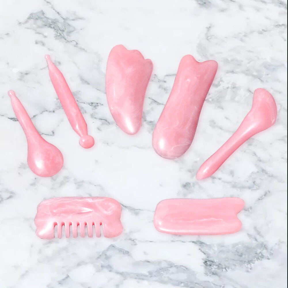 7pcs/set Jade Massagers For Face Body Gua Sha Scraper Beauty Facial Roller Set Natural Gouache Stone Massage Slimming Skin Care