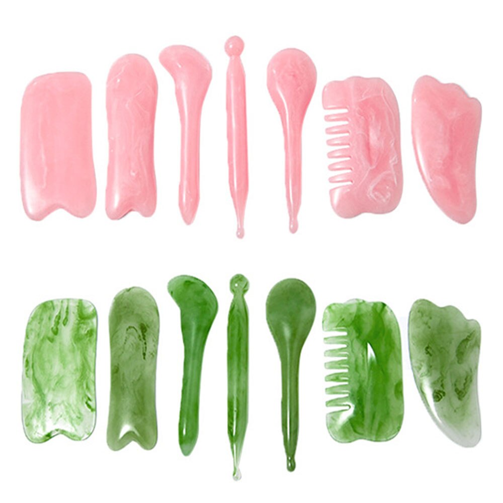 7pcs/set Jade Massagers For Face Body Gua Sha Scraper Beauty Facial Roller Set Natural Gouache Stone Massage Slimming Skin Care