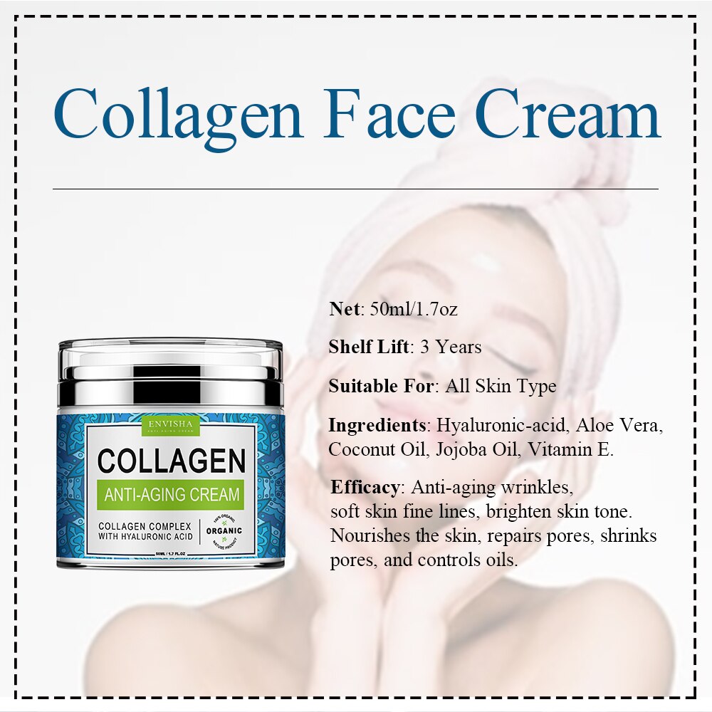 ENVISHA Face Cream Collagen Hyaluronic Acid Skin Care Anti-Wrinkle Moisturizing Anti-Aging Night Shrink Pores Whitening Smooth ENVISHA Face Cream Collagen Hyaluronic Acid Skin Care Anti-Wrinkle Moisturizing Anti-Aging Night Shrink Pores Whitening Smooth