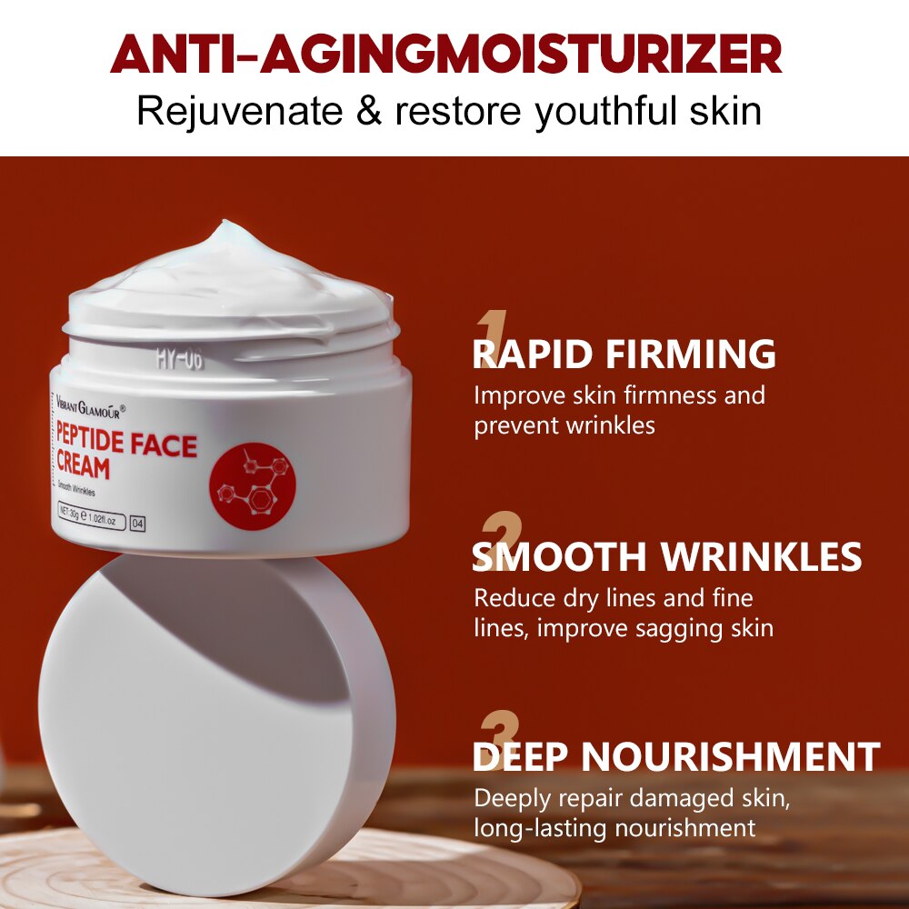 VIBRANT GLAMOUR Six Peptides Face Cream Anti Aging Wrinkle Whitening Moisturizing Collagen Firming Skin For Women Skin Care 30g VIBRANT GLAMOUR Six Peptides Face Cream Anti Aging Wrinkle Whitening Moisturizing Collagen Firming Skin For Women Skin Care 30g