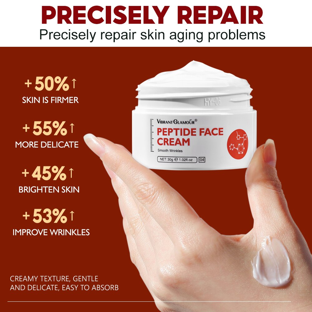 VIBRANT GLAMOUR Six Peptides Face Cream Anti Aging Wrinkle Whitening Moisturizing Collagen Firming Skin For Women Skin Care 30g VIBRANT GLAMOUR Six Peptides Face Cream Anti Aging Wrinkle Whitening Moisturizing Collagen Firming Skin For Women Skin Care 30g