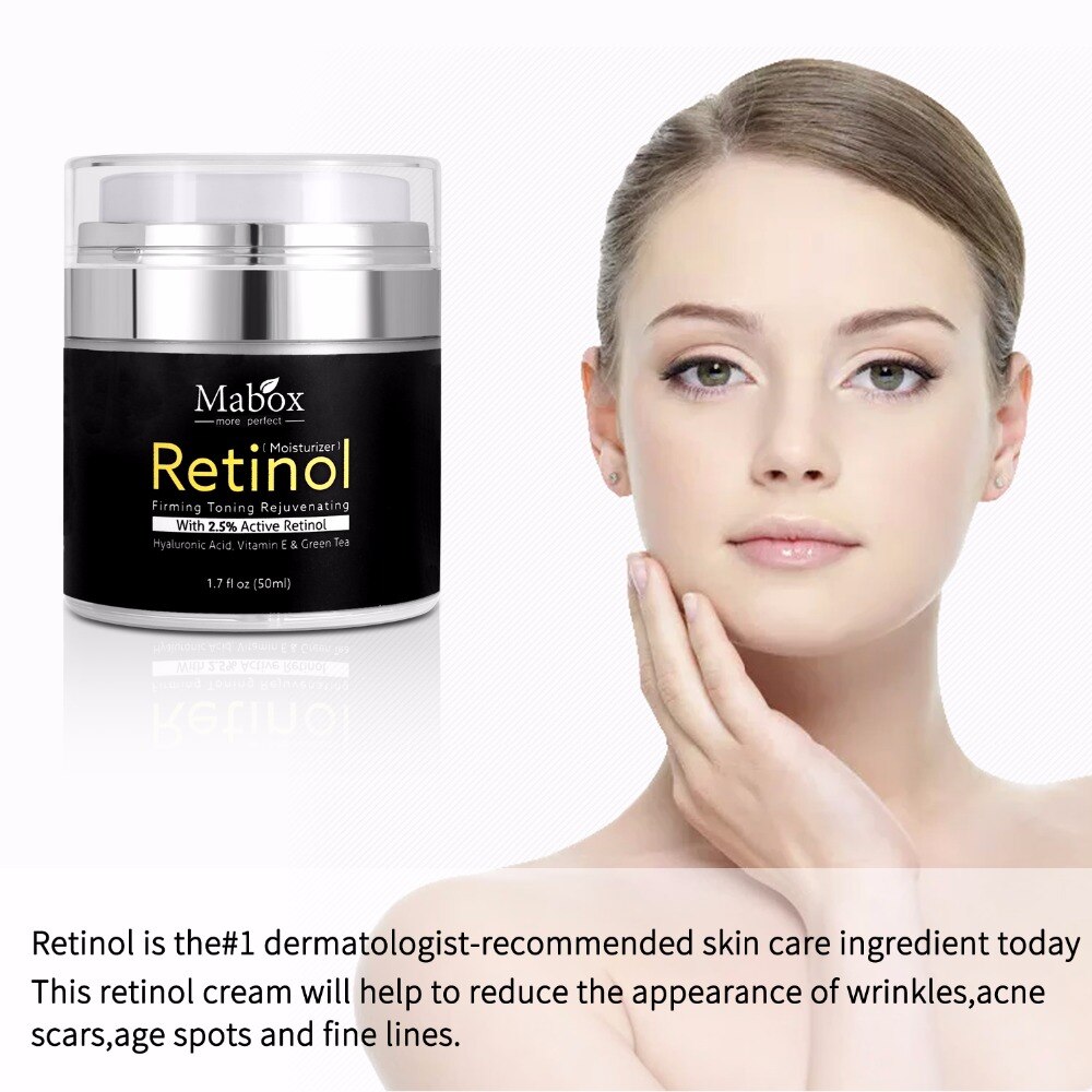 Mabox 2.5%Moisturizer Retinol Facial Cream Pure Retinol For Face Hyaluronic Acid  Antiaging Vitamin E Collagen Retin-a Cream