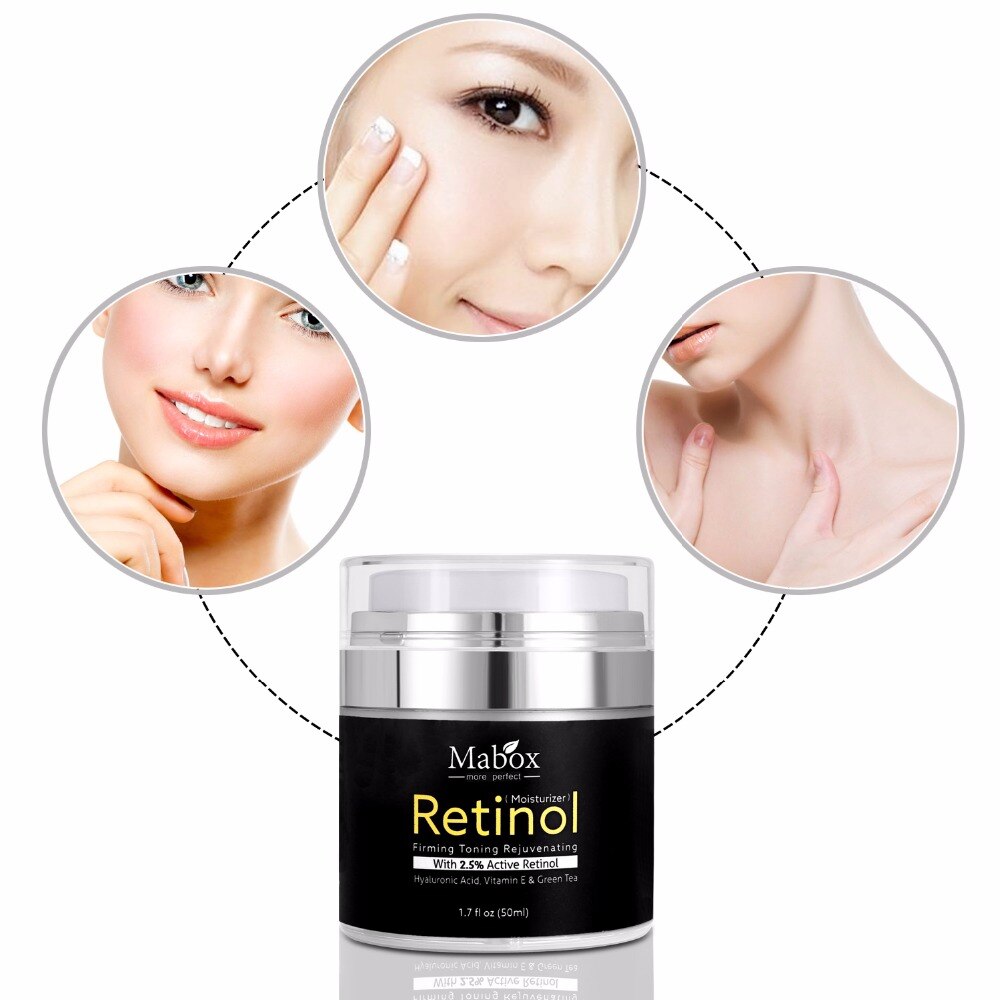 Mabox 2.5%Moisturizer Retinol Facial Cream Pure Retinol For Face Hyaluronic Acid  Antiaging Vitamin E Collagen Retin-a Cream