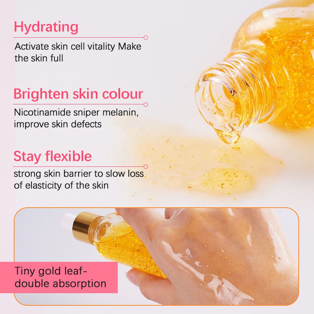 New Arrival 24k Gold Foil Face Serum Fruit Plant Essence Repairing Shrink Pores Whitening Moisturizing Skin Care Products 30ml New Arrival 24k Gold Foil Face Serum Fruit Plant Essence Repairing Shrink Pores Whitening Moisturizing Skin Care Products 30ml