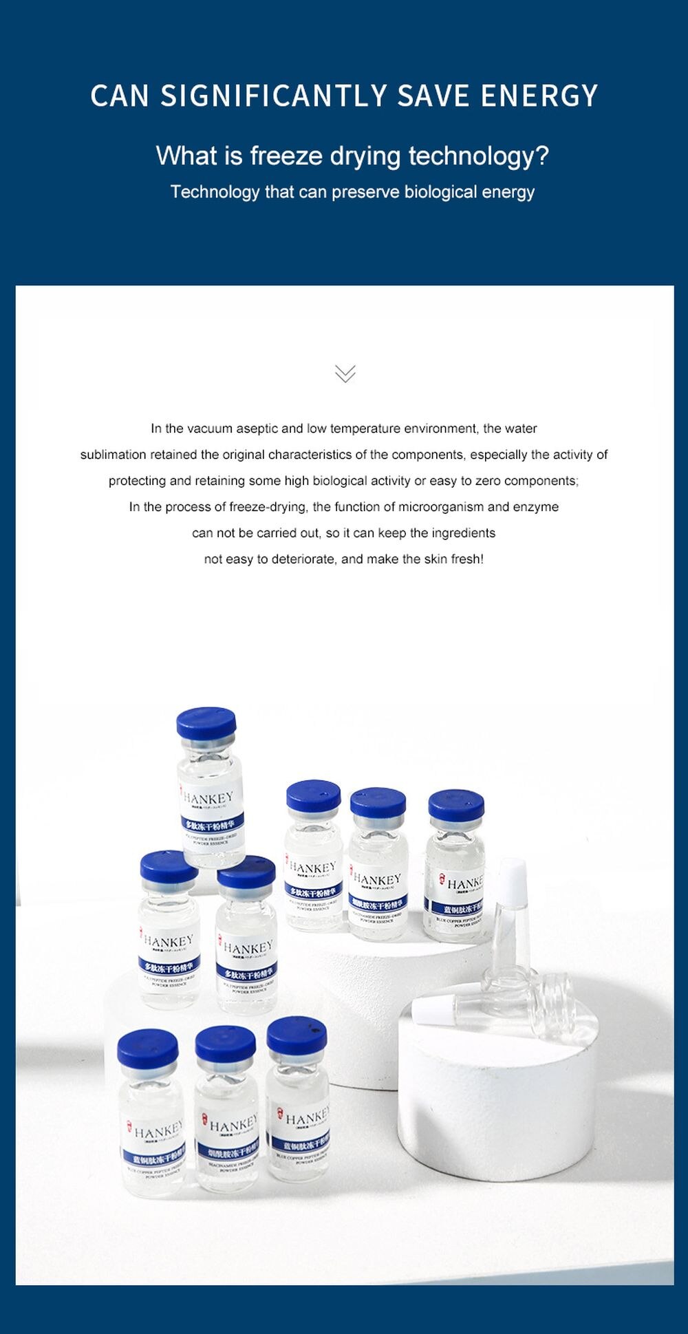 Blue Copper Peptide Lyophilized Powder Face Serum Set Whitening Anti-Wrinkle Lifting Nourishing Shrink Pore Face Serum Skin Care