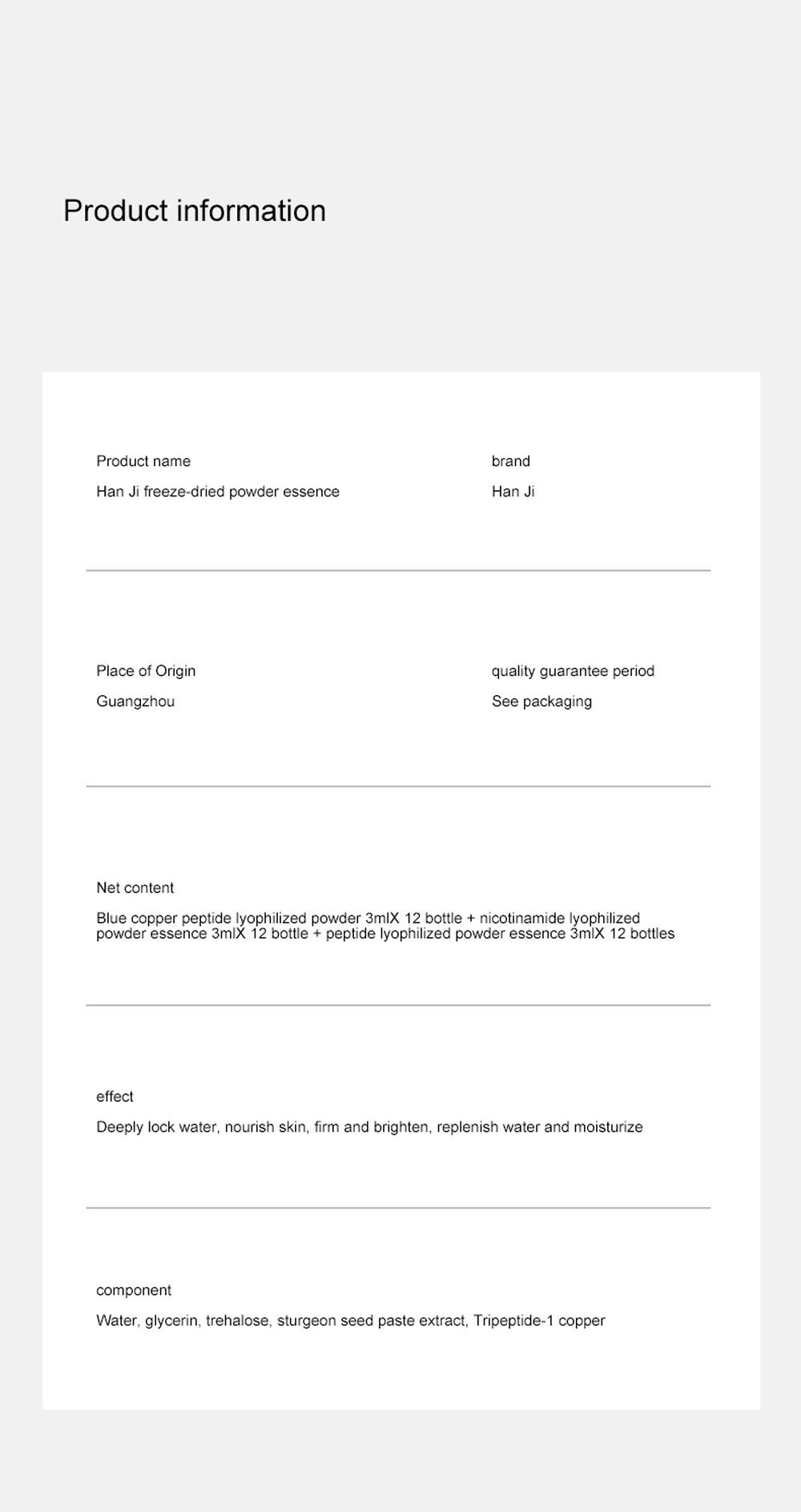 Blue Copper Peptide Lyophilized Powder Face Serum Set Whitening Anti-Wrinkle Lifting Nourishing Shrink Pore Face Serum Skin Care