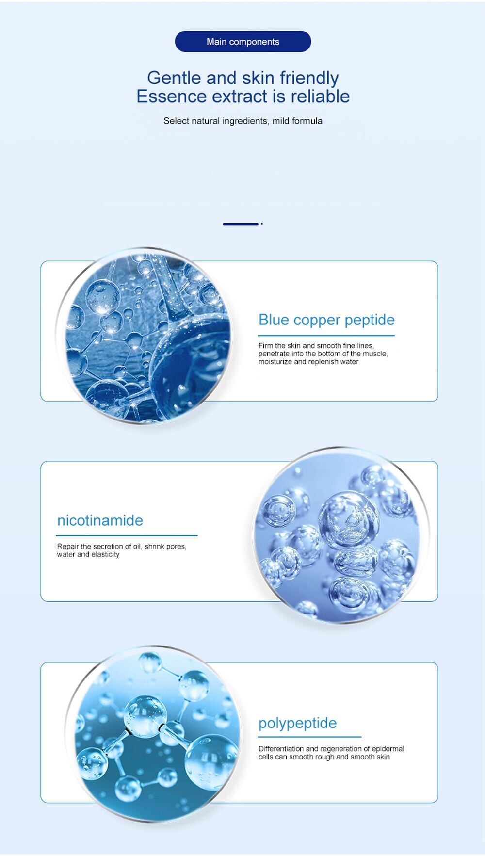 Blue Copper Peptide Lyophilized Powder Face Serum Set Whitening Anti-Wrinkle Lifting Nourishing Shrink Pore Face Serum Skin Care