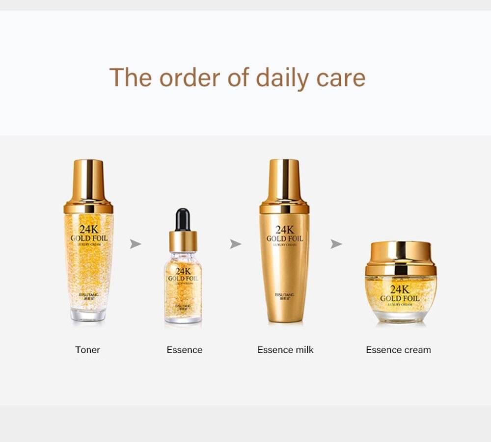LAIKOU 5PCS 24K Gold Nicotinamide Skin Care Set Repairing Moisturizing Whitening Face Tonic Cream Anti-Aging Face Essence Care LAIKOU 5PCS 24K Gold Nicotinamide Skin Care Set Repairing Moisturizing Whitening Face Tonic Cream Anti-Aging Face Essence Care