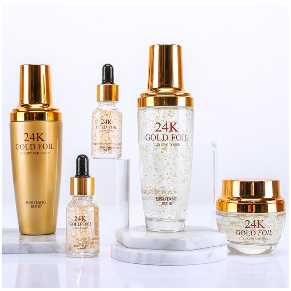 LAIKOU 5PCS 24K Gold Nicotinamide Skin Care Set Repairing Moisturizing Whitening Face Tonic Cream Anti-Aging Face Essence Care LAIKOU 5PCS 24K Gold Nicotinamide Skin Care Set Repairing Moisturizing Whitening Face Tonic Cream Anti-Aging Face Essence Care