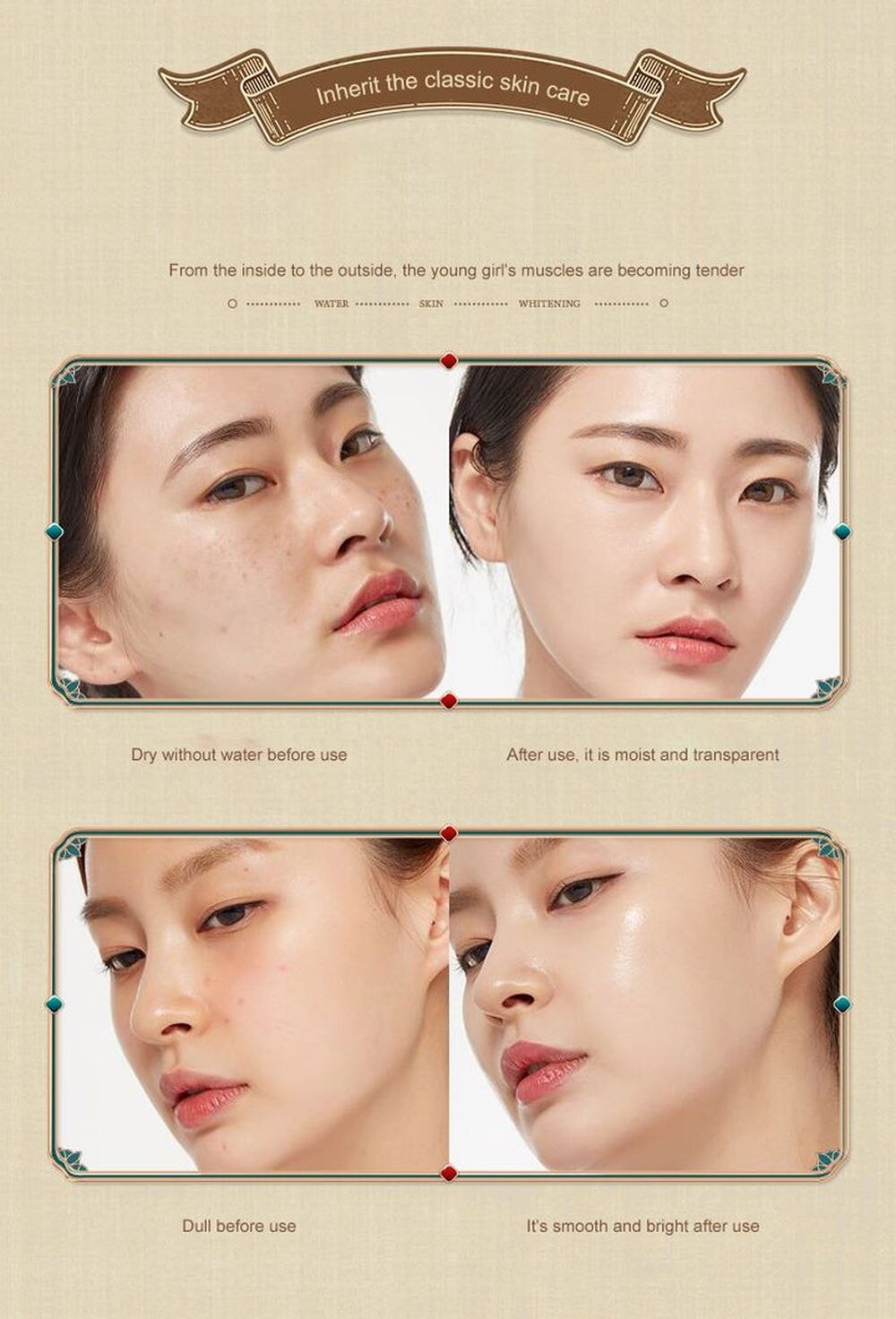 LAIKOU Ganoderma Lucidum 10PCS Face Skin Care Product Facial Cleanser Toner Essence Milk Essence Cream Eye Cream BB Cream Set