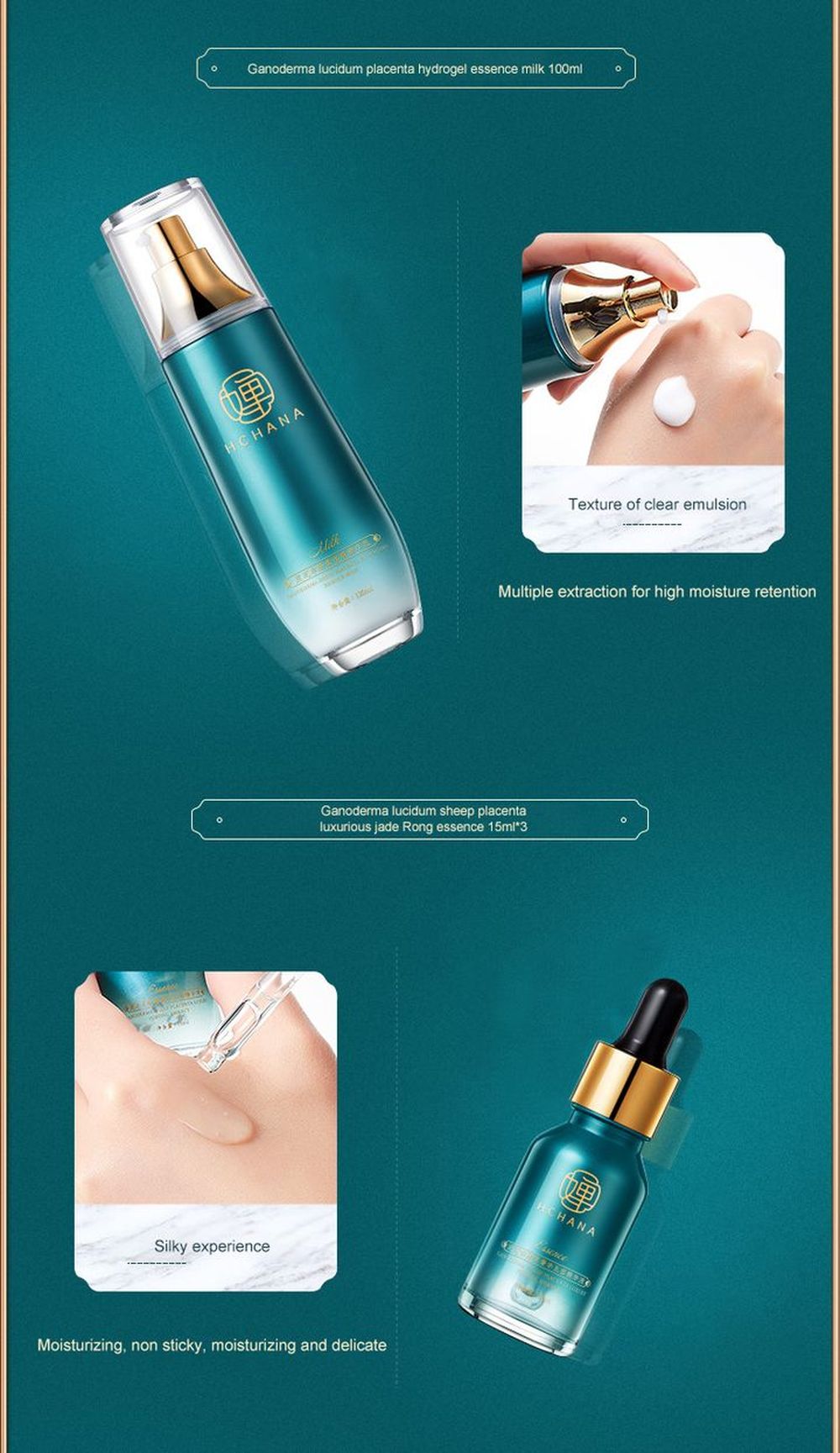 LAIKOU Ganoderma Lucidum 10PCS Face Skin Care Product Facial Cleanser Toner Essence Milk Essence Cream Eye Cream BB Cream Set