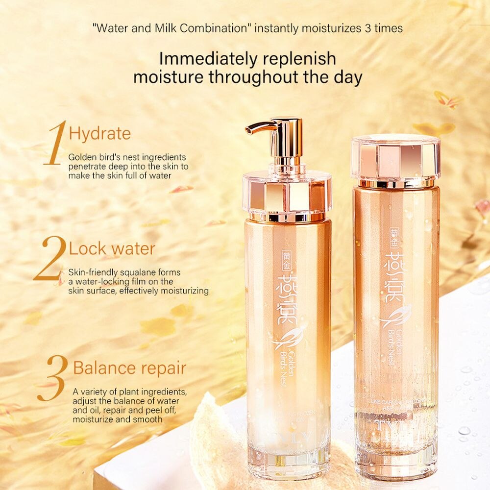 LAIKOU Golden Bird's Nest Thread Carving Skin Care Set 24K Gold Whitening Repairing Moisturizing Anti-Aging Face Essence Care LAIKOU Golden Bird's Nest Thread Carving Skin Care Set 24K Gold Whitening Repairing Moisturizing Anti-Aging Face Essence Care