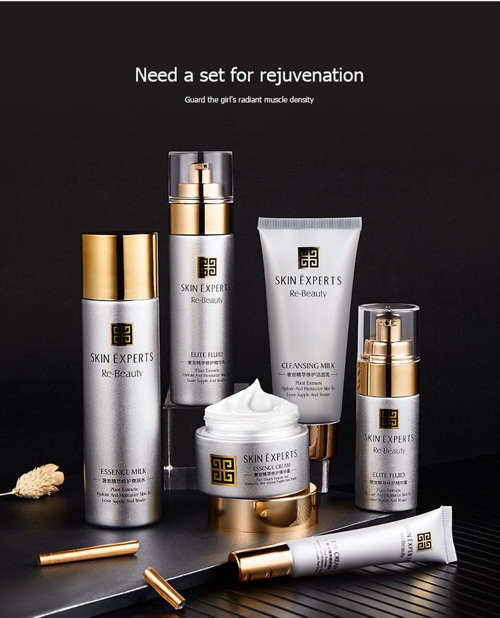 LAIKOU 5PCS Essence Repairing Skin Care Set Deep Cleaning Moisturizing Whitening Face Tonic Cream Anti-Aging Face Essence Care
