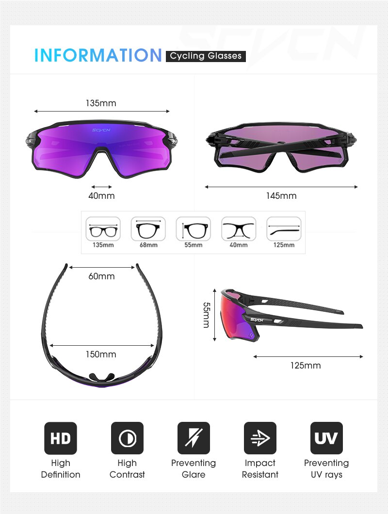 SCVCN Photochromic Cycling Glasses MTB Riding Running Sunglasses UV400 Polarized Fishing Goggles Man Woman Bike Bicycle Eyewear