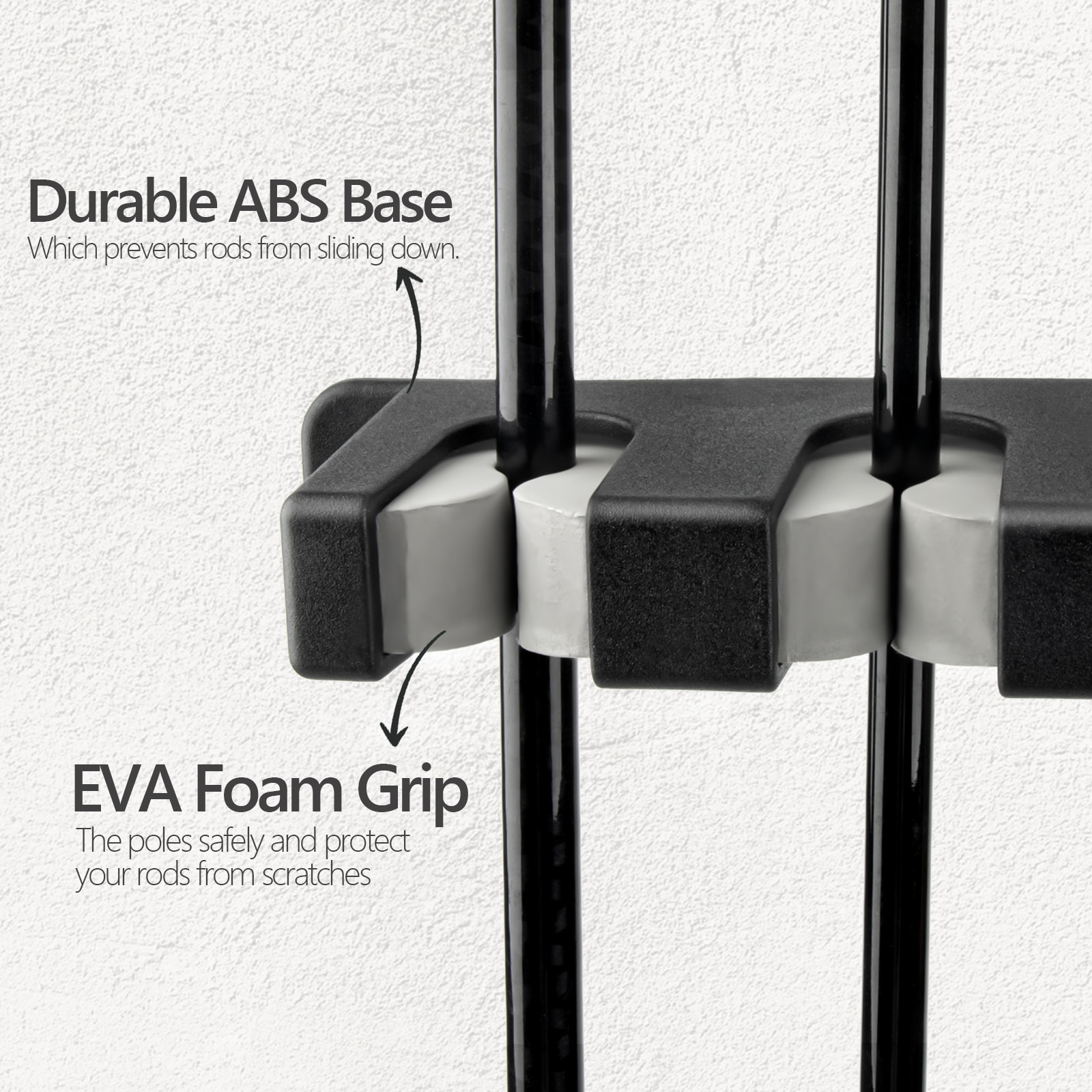 THKFISH 2 Pcs Fishing Rod Holder Stand Kit 6 Holes Black ABS Plastic Wear-resistant Durable Horizontal Wall-mounted Pole Rack THKFISH 2 Pcs Fishing Rod Holder Stand Kit 6 Holes Black ABS Plastic Wear-resistant Durable Horizontal Wall-mounted Pole Rack