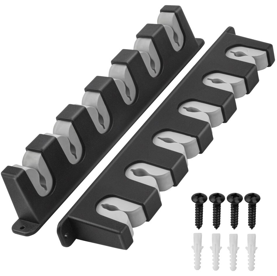 THKFISH 2 Pcs Fishing Rod Holder Stand Kit 6 Holes Black ABS Plastic Wear-resistant Durable Horizontal Wall-mounted Pole Rack