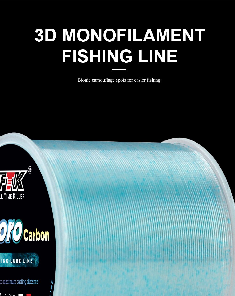 FTK 120m Invisib Bionic Spot Fish Line Speckle Carp Fluorocarbon Line 3D Monofilament Fishing Line 0.20mm-0.50mm 4.13LB-34.32LBg