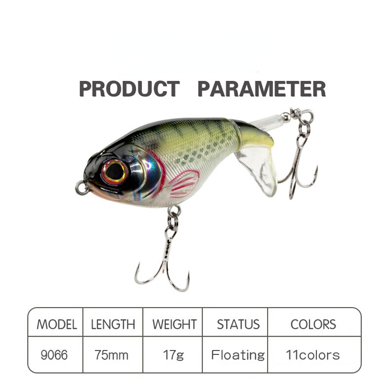 1pcs 75mm/17g Topwater Fishing Lures Whopper Popper Artificial Bait Hard Plopper Soft Rotating Tail Fishing Tackle Fishing Baits 1pcs 75mm/17g Topwater Fishing Lures Whopper Popper Artificial Bait Hard Plopper Soft Rotating Tail Fishing Tackle Fishing Baits