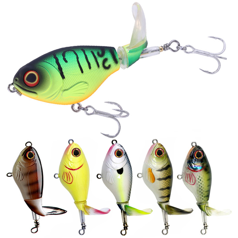 1pcs 75mm/17g Topwater Fishing Lures Whopper Popper Artificial Bait Hard Plopper Soft Rotating Tail Fishing Tackle Fishing Baits