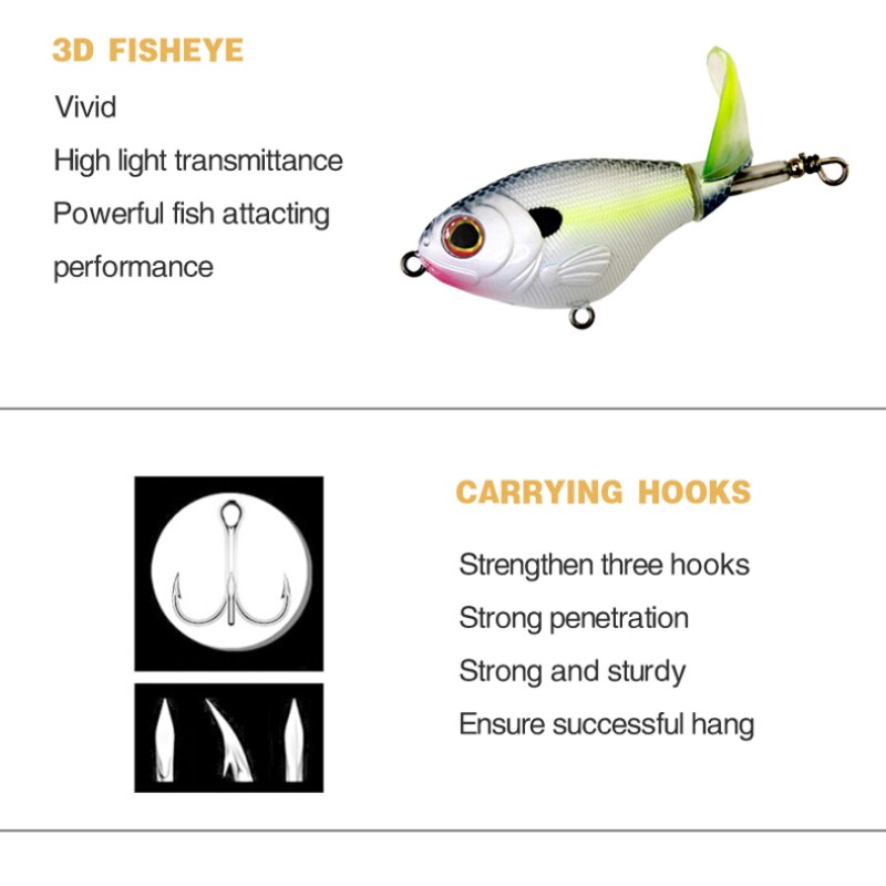 1pcs 75mm/17g Topwater Fishing Lures Whopper Popper Artificial Bait Hard Plopper Soft Rotating Tail Fishing Tackle Fishing Baits 1pcs 75mm/17g Topwater Fishing Lures Whopper Popper Artificial Bait Hard Plopper Soft Rotating Tail Fishing Tackle Fishing Baits