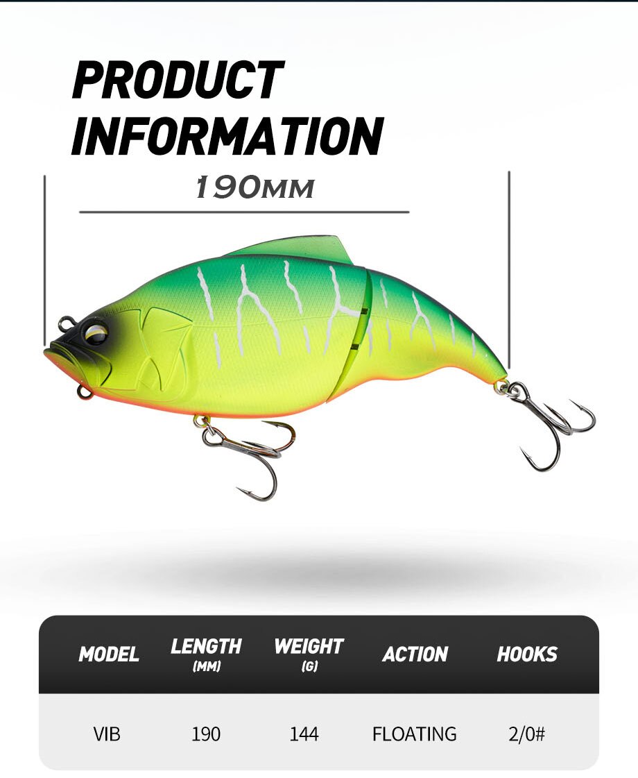 Johncoo Vibration 190mm Fishing Lure Lipless Wobbler for Pike Bass and Big bait Predator fishing lures a Fish Lure ARTIFICI BAIT
