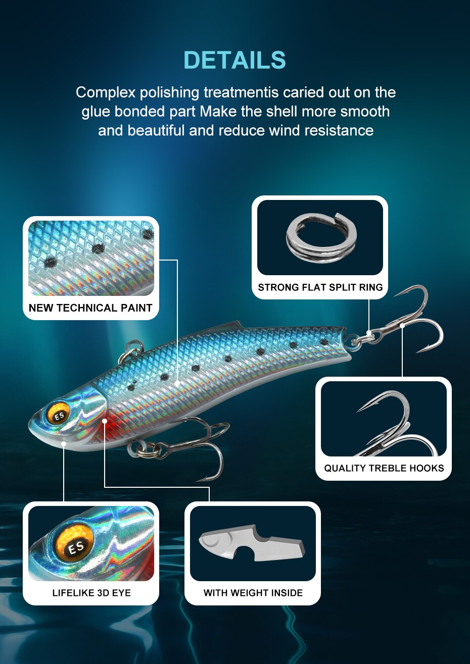 ESFISHING Quality Hard Bait DEFO VIB 70mm15g Pike Winter Ice Fishing Lure Tackle Sinking Icsa Artificial Wobblers Free Shipping ESFISHING Quality Hard Bait DEFO VIB 70mm15g Pike Winter Ice Fishing Lure Tackle Sinking Icsa Artificial Wobblers Free Shipping