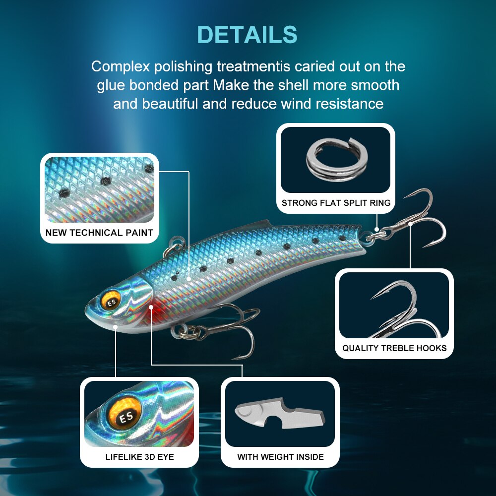 ESFISHING Quality Hard Bait DEFO VIB 70mm15g Pike Winter Ice Fishing Lure Tackle Sinking Icsa Artificial Wobblers Free Shipping ESFISHING Quality Hard Bait DEFO VIB 70mm15g Pike Winter Ice Fishing Lure Tackle Sinking Icsa Artificial Wobblers Free Shipping