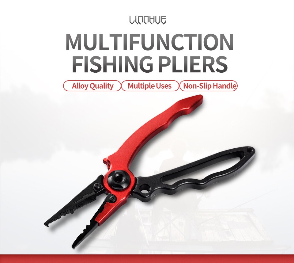 LINNHUE Best Aluminum Alloy Fishing Pliers Grip Set Fishing Tackle Hook Recover Cutter Line Split Ring Fishing Tool Accessories