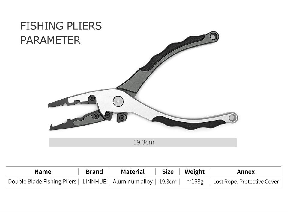 LINNHUE Best Aluminum Alloy Fishing Pliers Grip Set Fishing Tackle Hook Recover Cutter Line Split Ring Fishing Tool Accessories