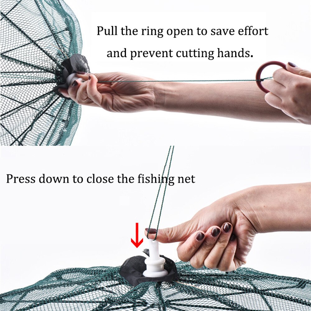 4-20 Hole Folding Portable Hexagonal Net Fishing Net Casting Crayfish Catcher Fish Trap Shrimp Catcher Tank Cage Net