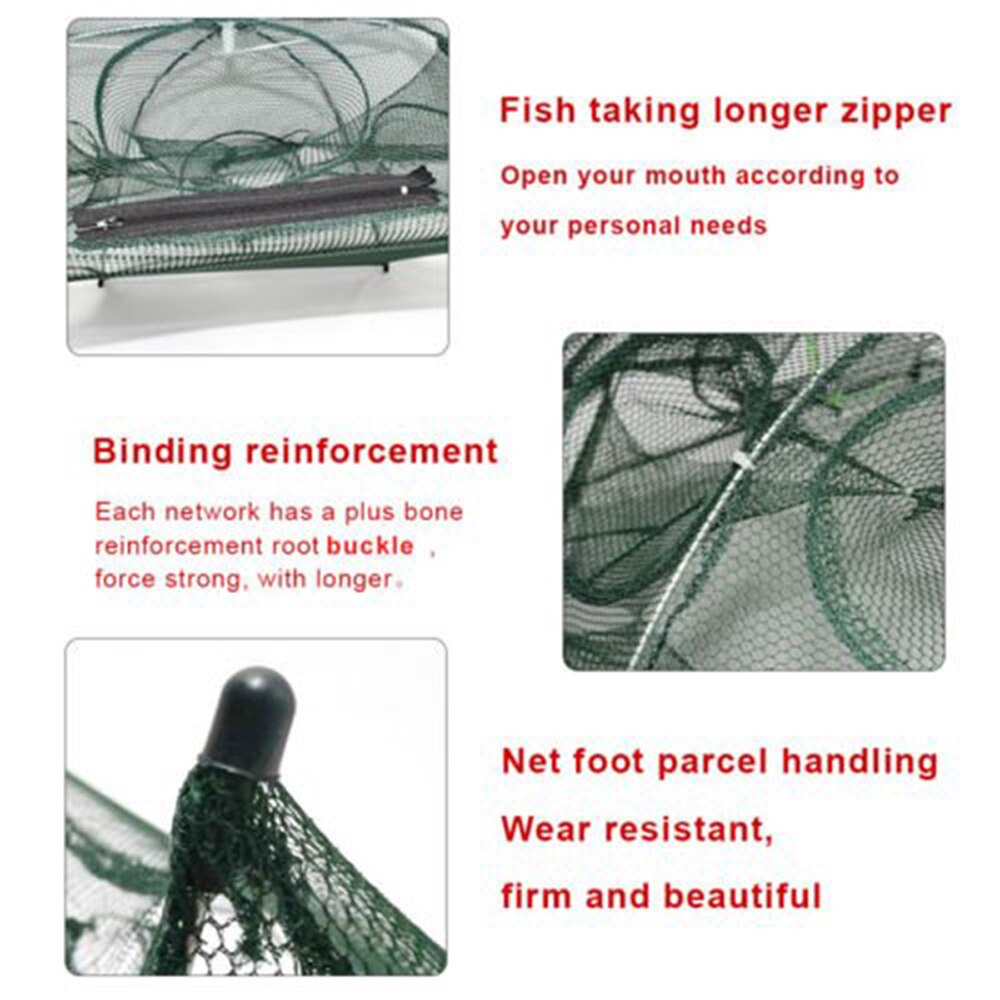 4-20 Hole Folding Portable Hexagonal Net Fishing Net Casting Crayfish Catcher Fish Trap Shrimp Catcher Tank Cage Net