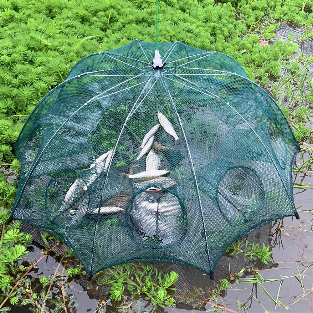 4-20 Hole Folding Portable Hexagonal Net Fishing Net Casting Crayfish Catcher Fish Trap Shrimp Catcher Tank Cage Net