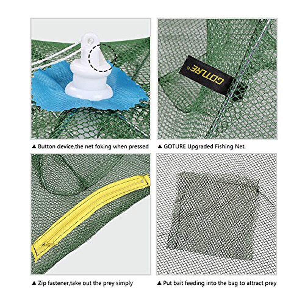 4-20 Hole Folding Portable Hexagonal Net Fishing Net Casting Crayfish Catcher Fish Trap Shrimp Catcher Tank Cage Net