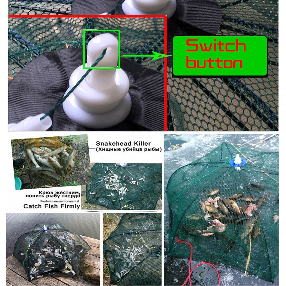 4-20 Hole Folding Portable Hexagonal Net Fishing Net Casting Crayfish Catcher Fish Trap Shrimp Catcher Tank Cage Net