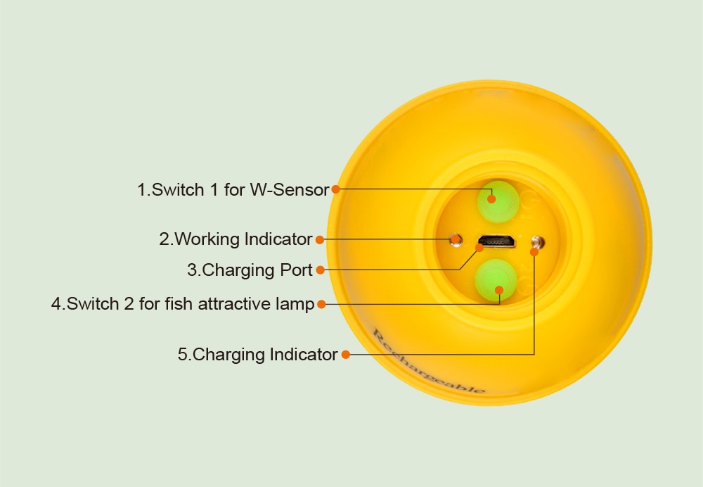 LUCKY FF1108-1CWLA Rechargeable Wireless Sonar for Fishing 45M Water Depth Echo Sounder Fishing Finder Portable Fish Finder