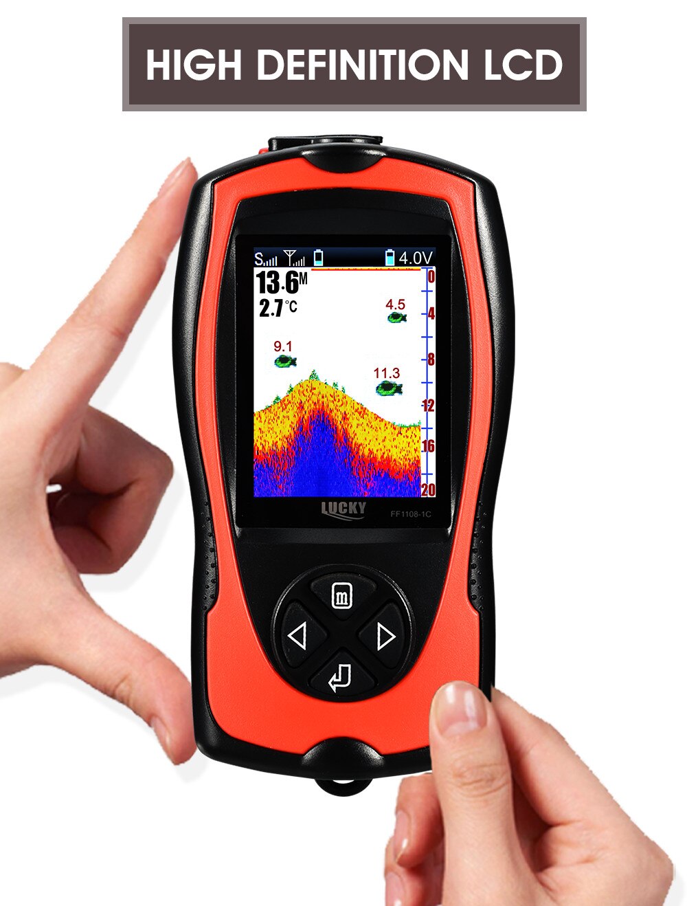 LUCKY FF1108-1CWLA Rechargeable Wireless Sonar for Fishing 45M Water Depth Echo Sounder Fishing Finder Portable Fish Finder