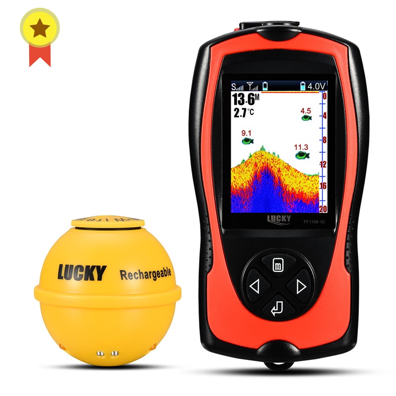 LUCKY FF1108-1CWLA Rechargeable Wireless Sonar for Fishing 45M Water Depth Echo Sounder Fishing Finder Portable Fish Finder LUCKY FF1108-1CWLA Rechargeable Wireless Sonar for Fishing 45M Water Depth Echo Sounder Fishing Finder Portable Fish Finder