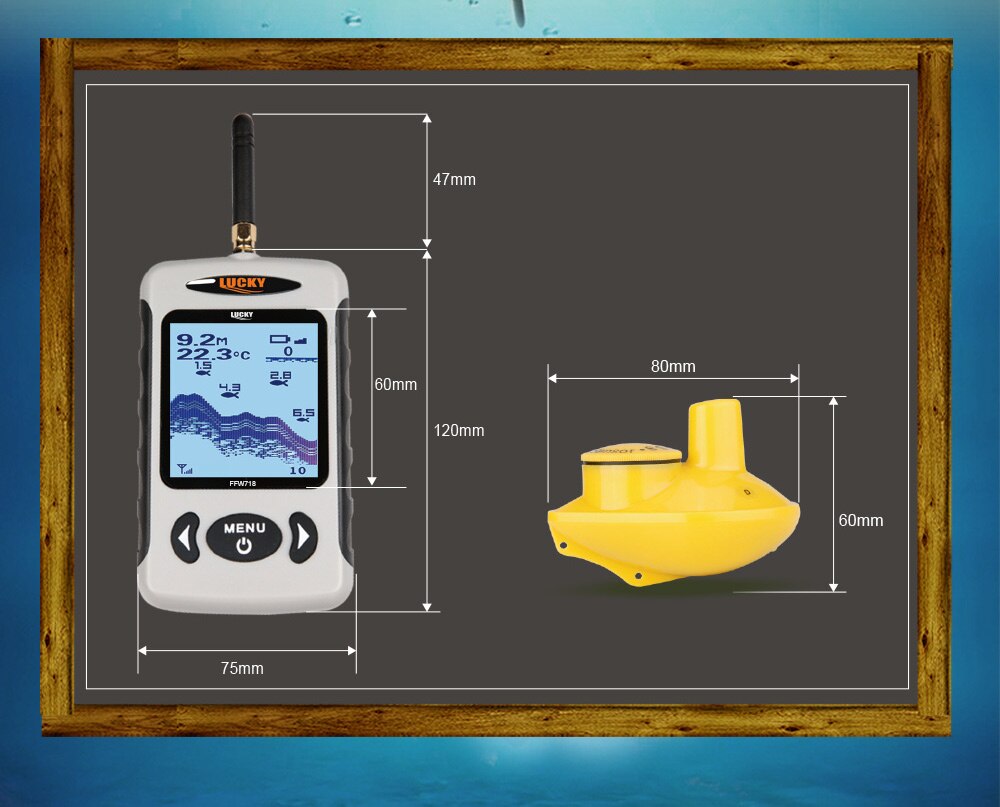 Lucky FFW718& FFW718LA Wireless Portable Fish Finder 45M/135FT Sonar Depth Sounder Alarm Ocean River Lake Lucky FFW718& FFW718LA Wireless Portable Fish Finder 45M/135FT Sonar Depth Sounder Alarm Ocean River Lake