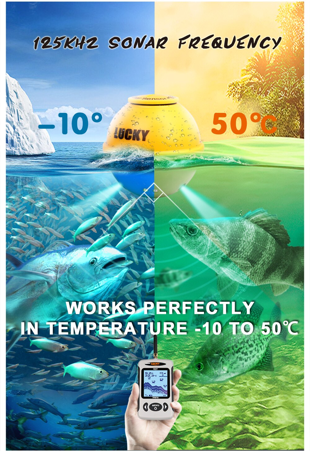 Lucky FFW718& FFW718LA Wireless Portable Fish Finder 45M/135FT Sonar Depth Sounder Alarm Ocean River Lake Lucky FFW718& FFW718LA Wireless Portable Fish Finder 45M/135FT Sonar Depth Sounder Alarm Ocean River Lake