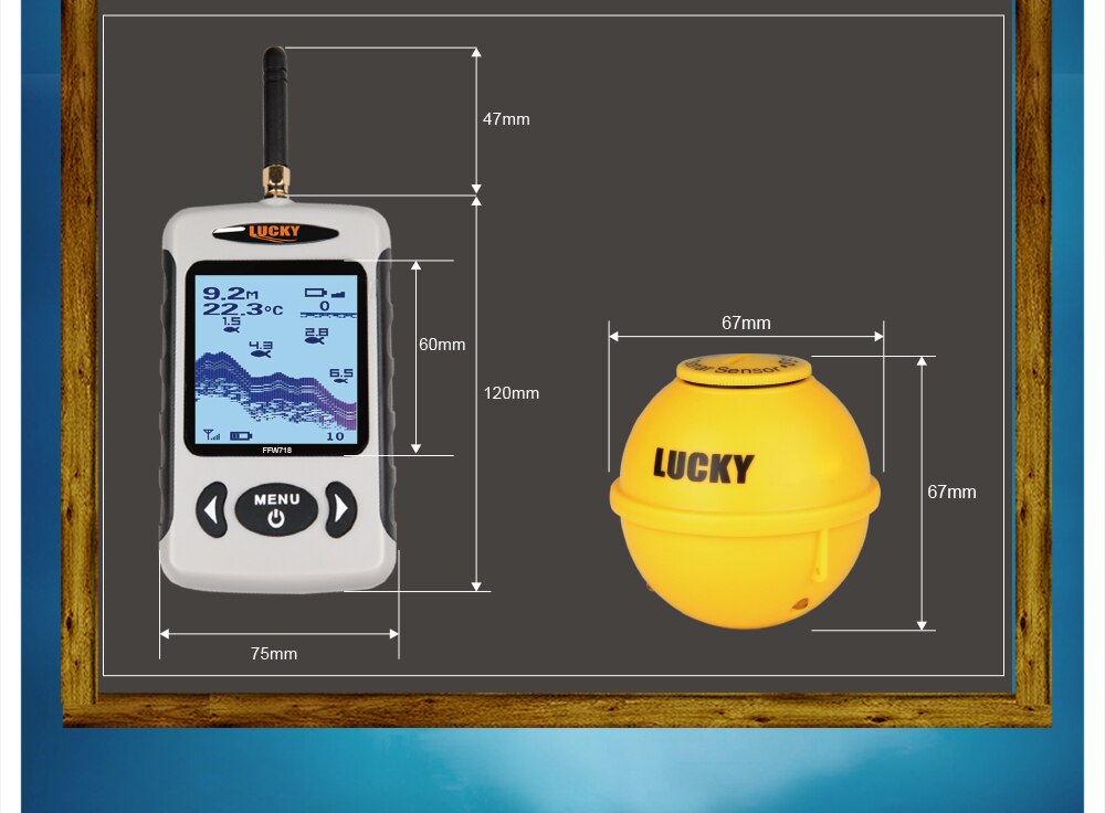 Lucky FFW718& FFW718LA Wireless Portable Fish Finder 45M/135FT Sonar Depth Sounder Alarm Ocean River Lake Lucky FFW718& FFW718LA Wireless Portable Fish Finder 45M/135FT Sonar Depth Sounder Alarm Ocean River Lake