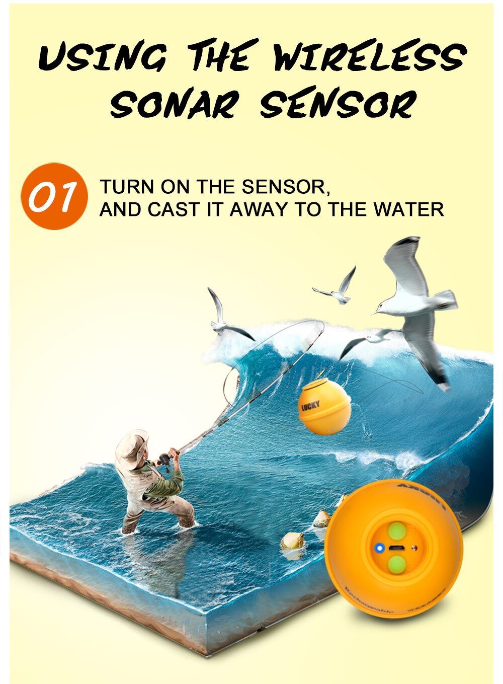 Lucky FFW718& FFW718LA Wireless Portable Fish Finder 45M/135FT Sonar Depth Sounder Alarm Ocean River Lake Lucky FFW718& FFW718LA Wireless Portable Fish Finder 45M/135FT Sonar Depth Sounder Alarm Ocean River Lake