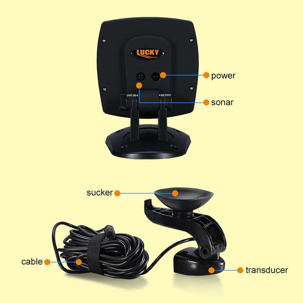 LUCKY FF918-C180S Wired Fishing finder 540ft/180m Depth Sounder Fish Detector Monitor echo sounder for fishing from a boat